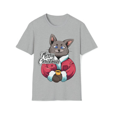 Cat Enjoying Eggnog Merry Christmas Unisex Unisex T-Shirt For Men And Women 8Ball